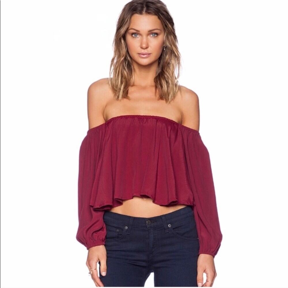 Faithful the Brand Burgundy Off-shoulder Top Sz S
